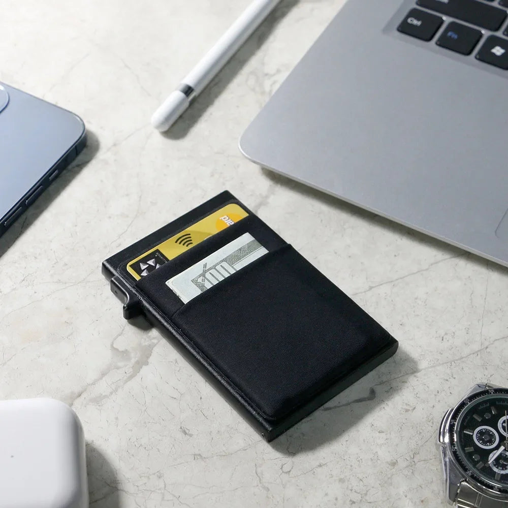 Rfid Credit Card Holder Men Thin Slim Mini Minimalist Wallets Luxury Metal Bank ID Cardholer Case Wallet for Men Carteras \[]pl/