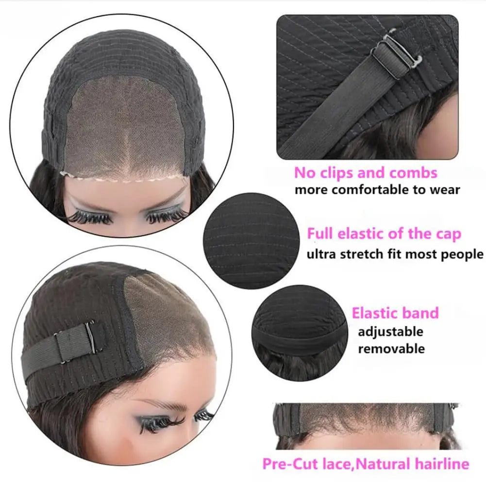 Glueless Wig Human Hair Ready To Wear Deep Wave Frontal Wig Short Curly Bob Wig Human Hair 4x4 13x4 Lace Front Human Hair 180%