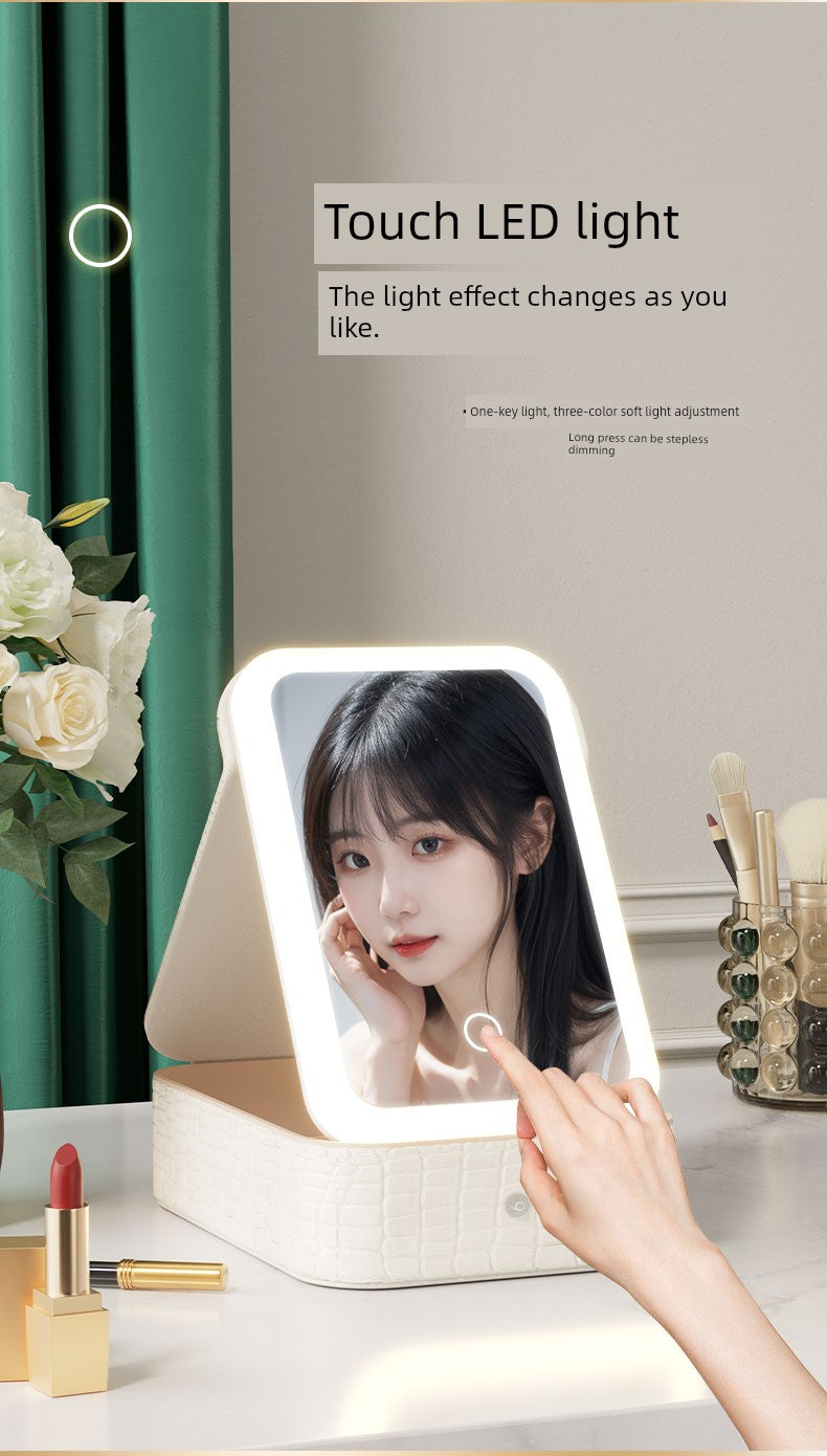 Carry Foldable Storage Box Dormitory Students Cosmetic Mirror