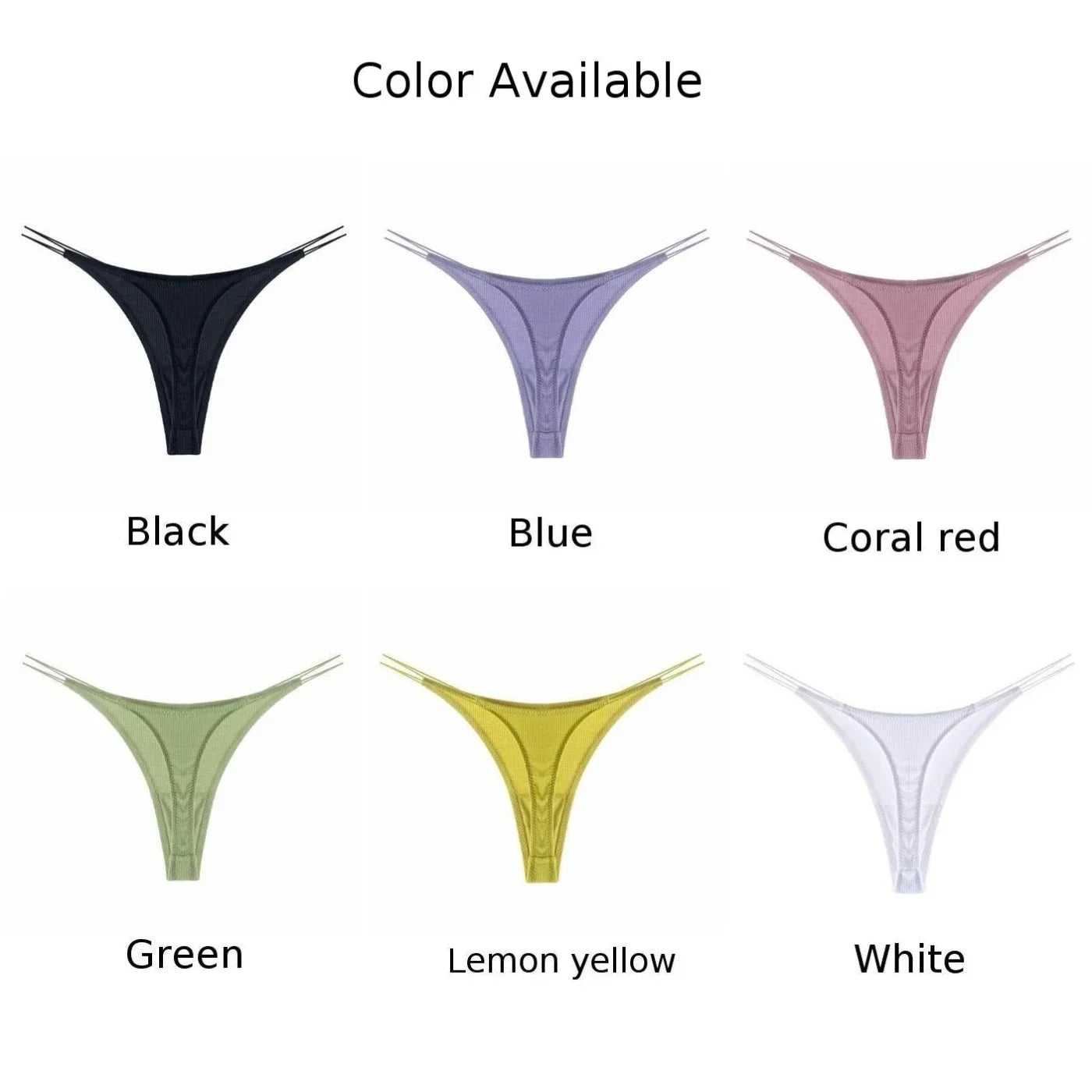 Women Threaded Cotton Sexy Cut G-String Panties Spaghetti Straps Thongs  Comfortable Breathable T-Back Underpants Lingerie