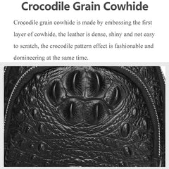 SCHLATUM 100% Rindsleder Männer Krokodil Korn Mode Schwarz Multifunktionale Leder Brust Tasche