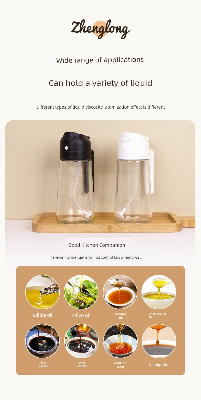 Glass Spray Oil Bottle Jar Spray Dual-Use Air Fryer Kitchen For Home Spray Oil Dispenser Oil Tank Seasoning Pour Oil