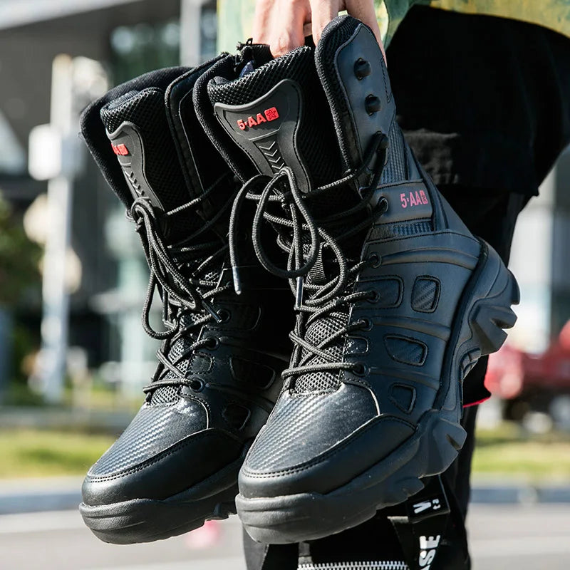Big Size 47 Men's Boot Combat Mens Ankle Boot Tactical Warm Fur Army Boot Male Shoes Work Safety Shoes Motocycle Boots