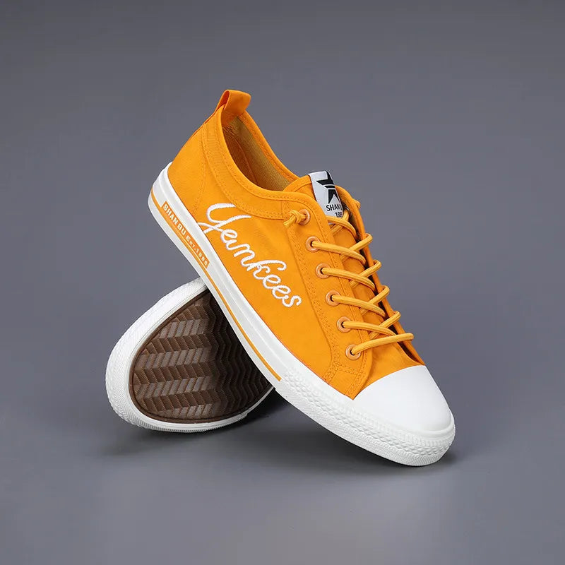Spring Summer Classic Men's Canvas Shoes Fashion Yellow Man Sneakers Breathable Flat Casual Shoes Mens Vulcanize Shoes For You