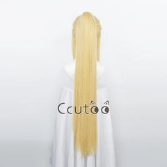 Winry Rockbell Wig From Anime FULLMETAL ALCHEMIST Golden Long Synthetic Hair Chip Ponytail Cosplay Costume Wigs