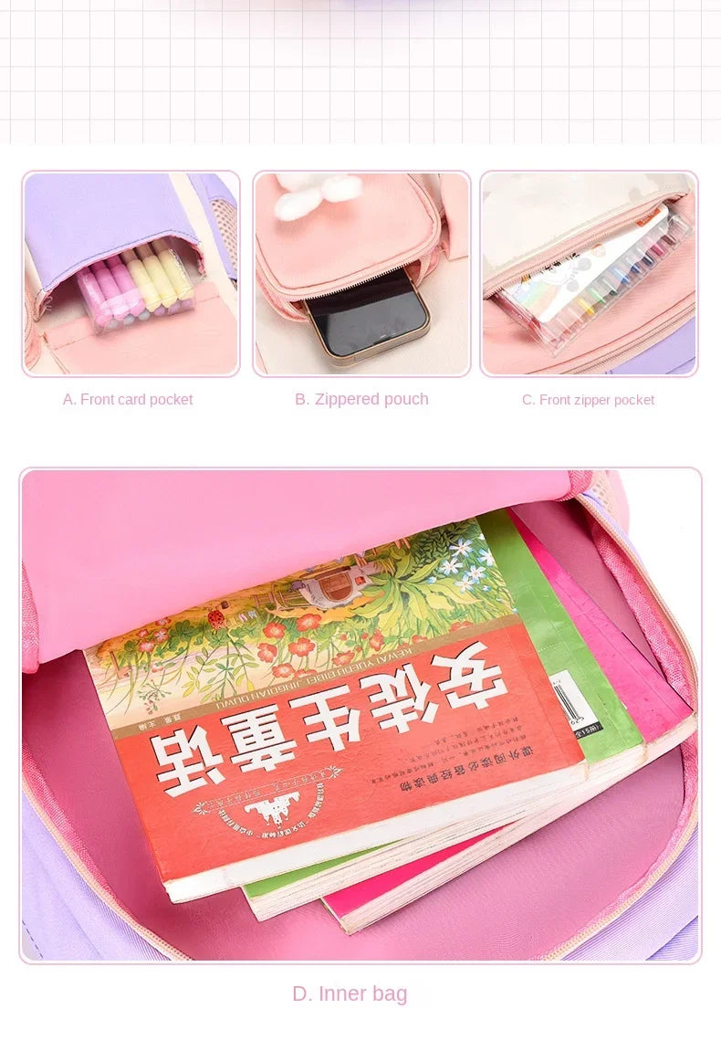 New Children Shoulder Bag Primary School Students Schoolbag Cartoon Lightweight Girls Junior High School Students Kids Backpacks