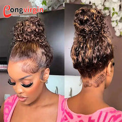 250 Density Highlight P4/27 Blonde 360 Full Hd Lace Front Wig Pre Plucked 30 Inch Glueless Wig Deep Wave Frontal Wig Human Hair