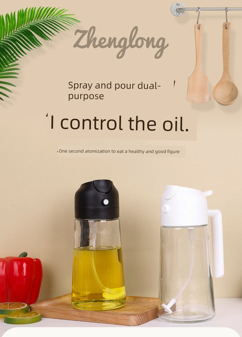 Glass Spray Oil Bottle Jar Spray Dual-Use Air Fryer Kitchen For Home Spray Oil Dispenser Oil Tank Seasoning Pour Oil