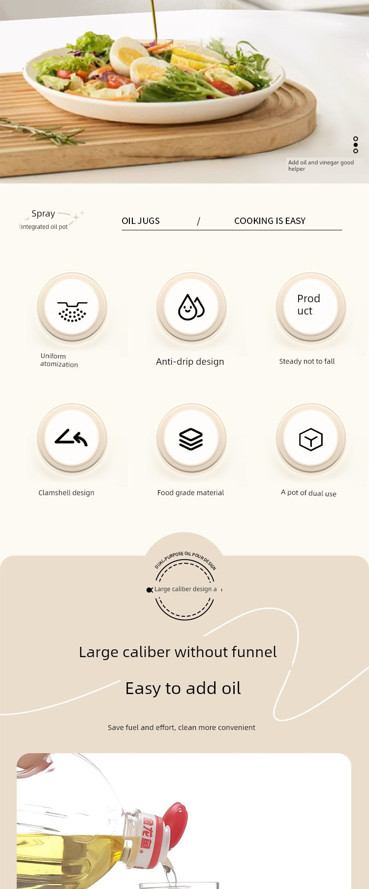 Anmai Glass Oiler Spray Dual-Purpose Oil Bottle Air Fryer Kitchen For Home Atomization Fuel Injector Food Grade Leak-Proof