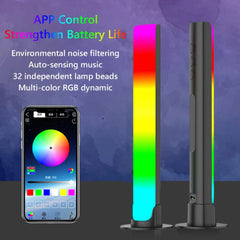 Lámpara de noche con luces LED y sonido, USB, RGB, música activada por voz, luz ambiental, control por aplicación para dormitorio, bar y fiesta