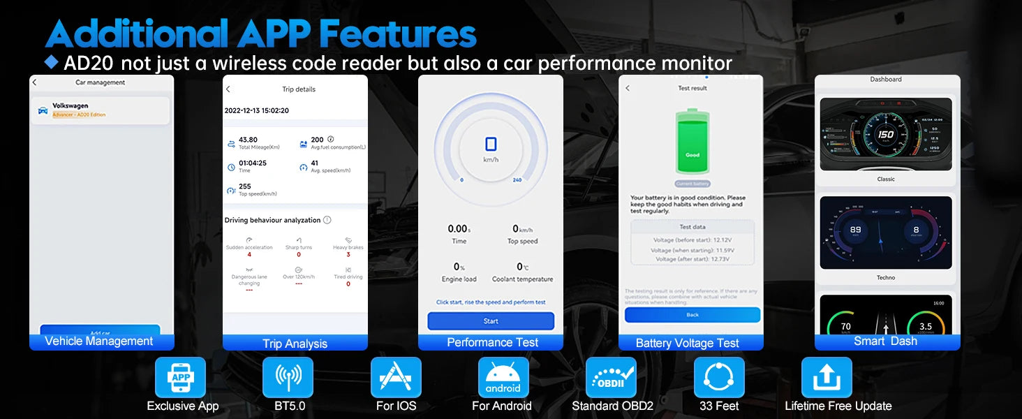 XTOOL Advancer AD20 OBD2 Scanner 2026 AI-assisted Tool Code Reader OBD 2 Diagnostic Tools Lifetime Free Updates Free Application