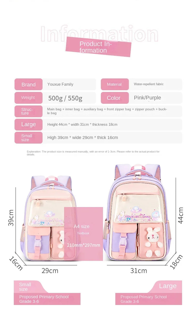 New Children Shoulder Bag Primary School Students Schoolbag Cartoon Lightweight Girls Junior High School Students Kids Backpacks