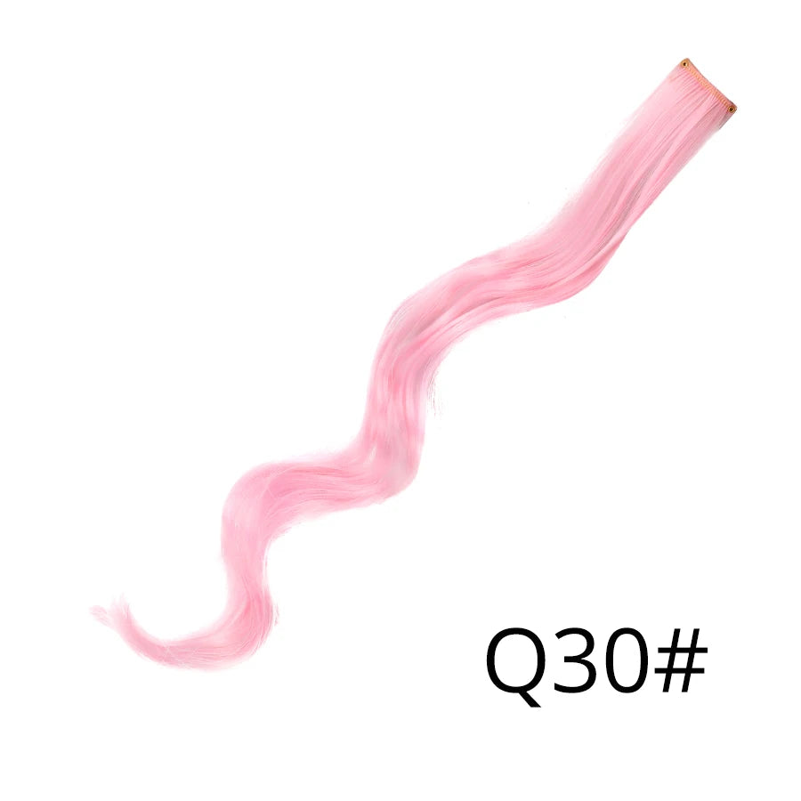 Synthetic Clip In One Pieces Raiinbow Hair Extensions  Straight Synthetic Hair Pieces 18" Long  Ombre Hair Pink Purple Red Blue