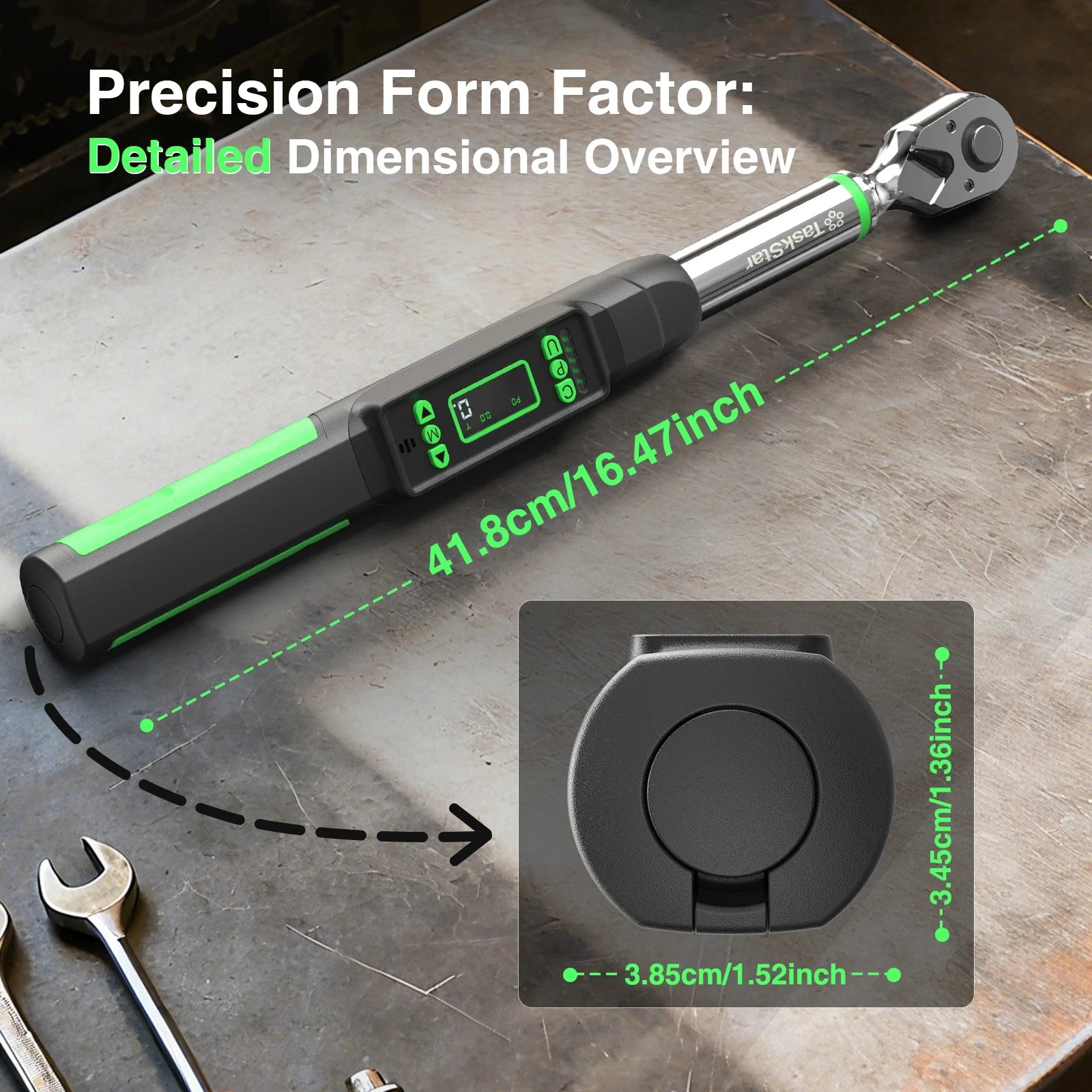TaskStar 3/8'' Digital Torque Wrench w/1/4 1/2-inch Adapter Bidirectional Ratchet Head Mini Electronic Torque Wrench 2% Accuracy