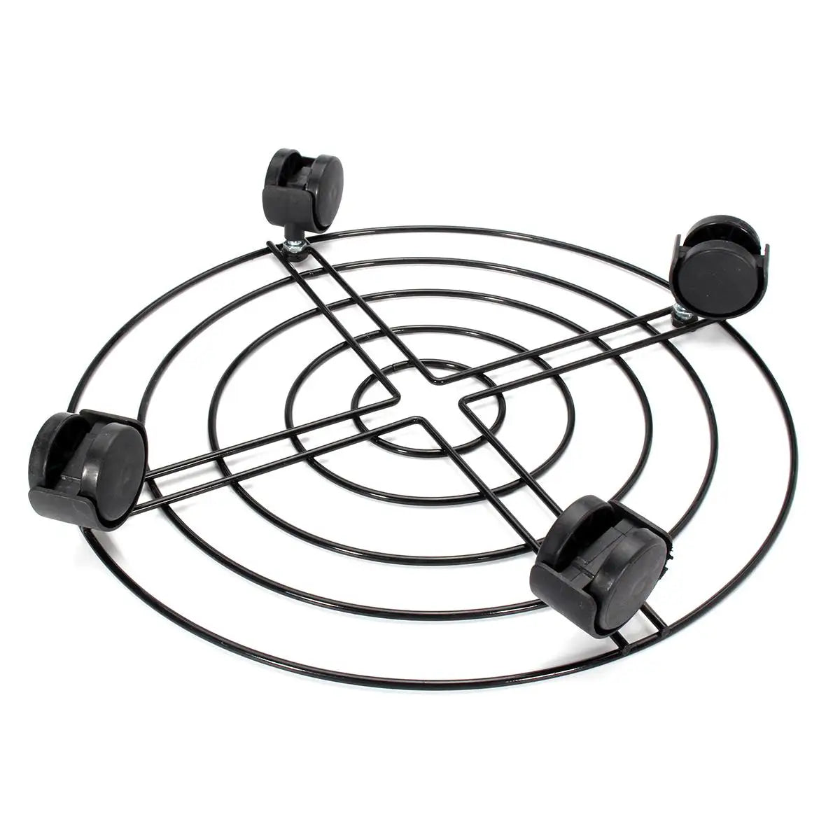 Bandeja para macetas redonda de metal de 4 tamaños, color negro, con 4 ruedas, para transportar macetas pesadas, soporte para platos, herramientas de jardín