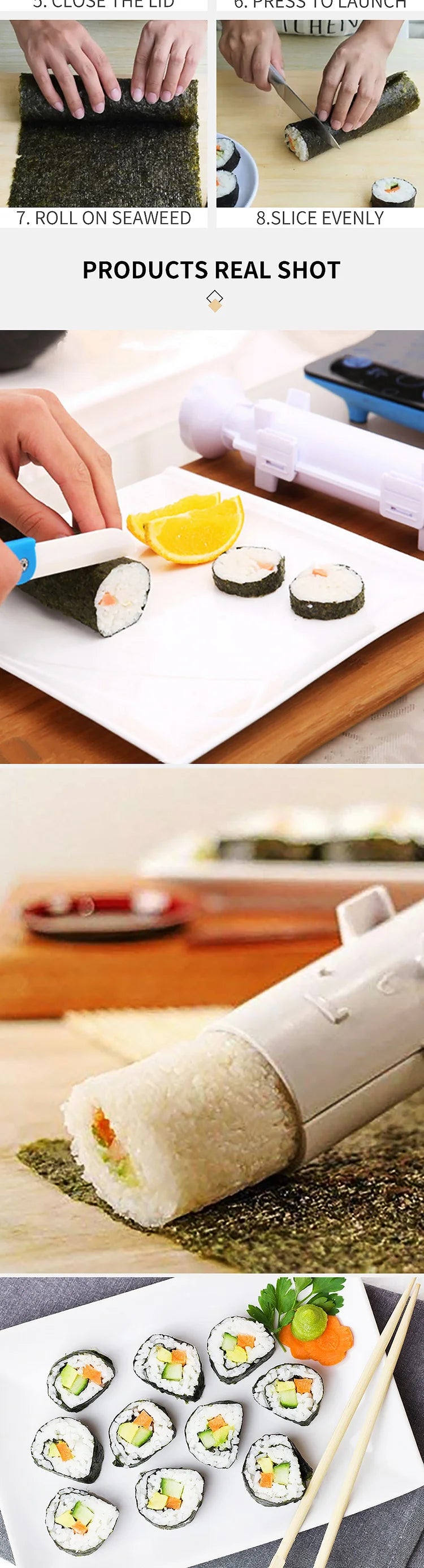 Quick Sushi Maker DIY Roller Rice Mold Meat Vegetable Rolling Mold Sushi Device Making Machine Bento Kitchen Gadgets