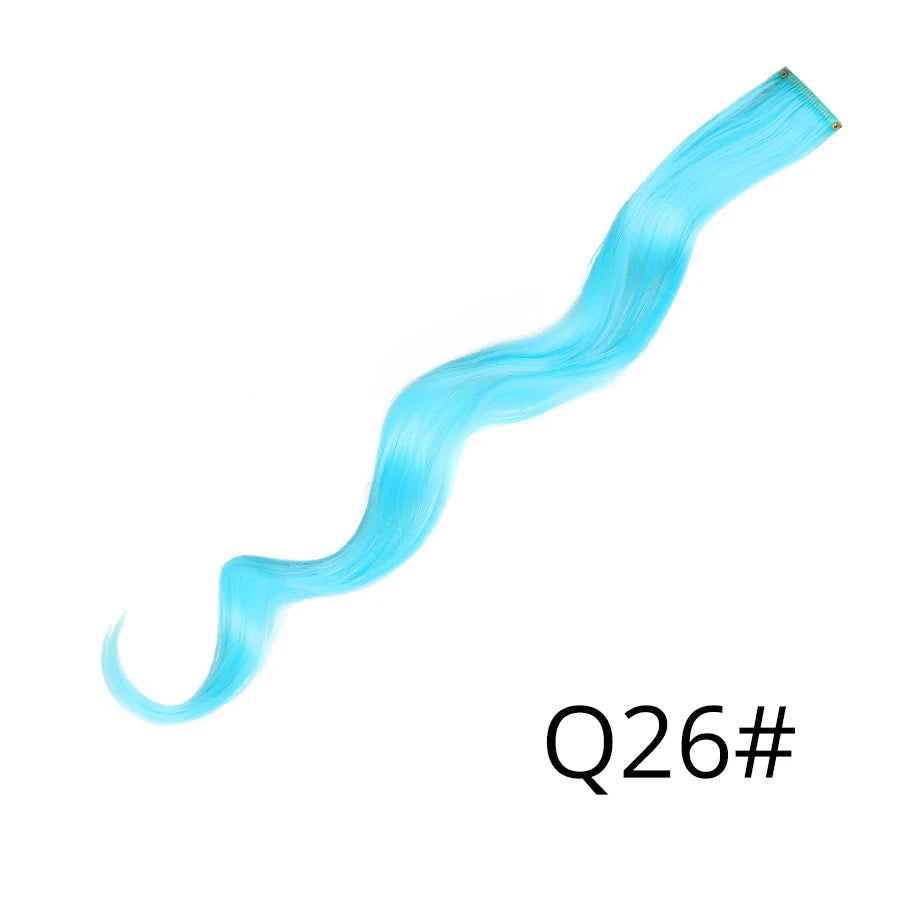 Synthetic Clip In One Pieces Raiinbow Hair Extensions  Straight Synthetic Hair Pieces 18" Long  Ombre Hair Pink Purple Red Blue