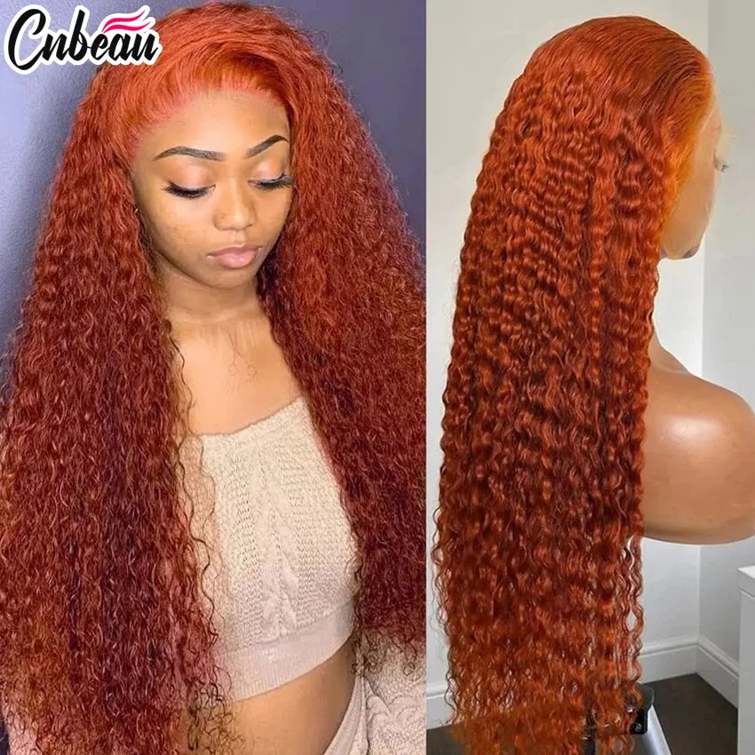 30 Inch Orange Ginger Deep Wave Human Hair Wig 13x4 13x6 HD Lace Curly Wave Color Lace Frontal Human Hair Wigs For Women
