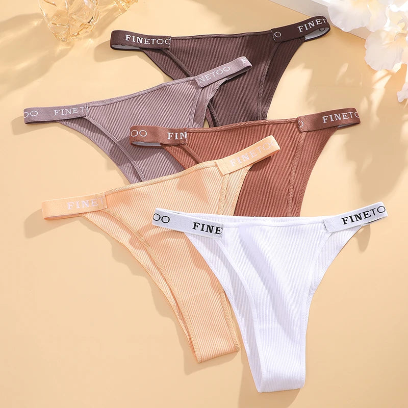 FINETOO 4Pcs/Set Cotton Letter Belt Underwear Women's Panties Sexy Low-Waist Bikini Underpants Female Breathable Briefs Lingerie