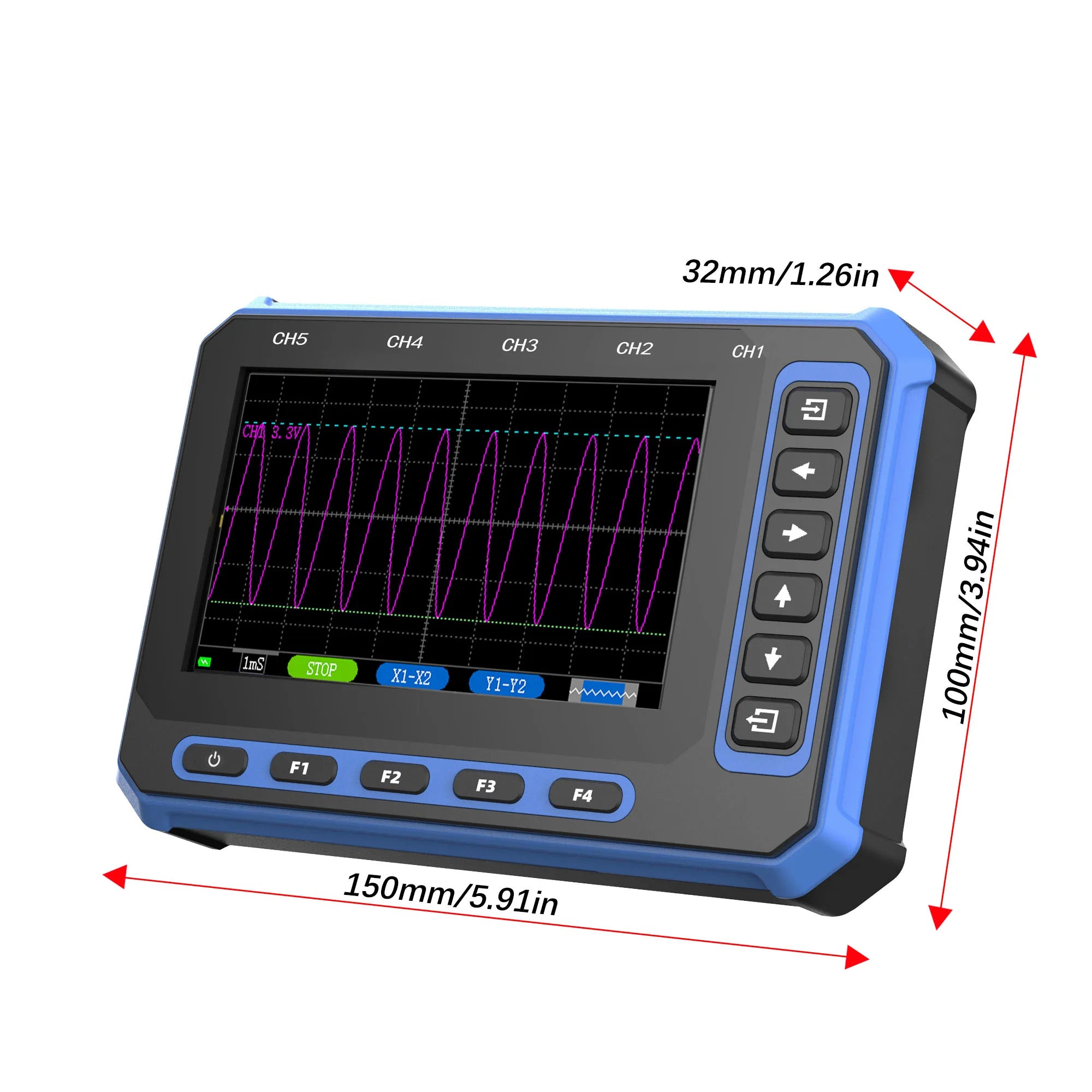 TOOLTOP 5 Channels Digital Oscilloscope 4.3-Inch WIFI & USB Connection 1MHz 3Msps Digital Oscilloscope Electrical Inspection