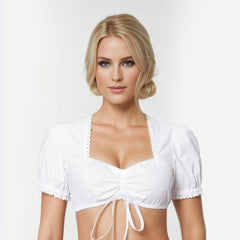 Elegant Oktoberfest Blouse Lace Floral Dirndl Wrap Crop Top Traditional Bavarian Beer Costumes Tops German Beer Festival