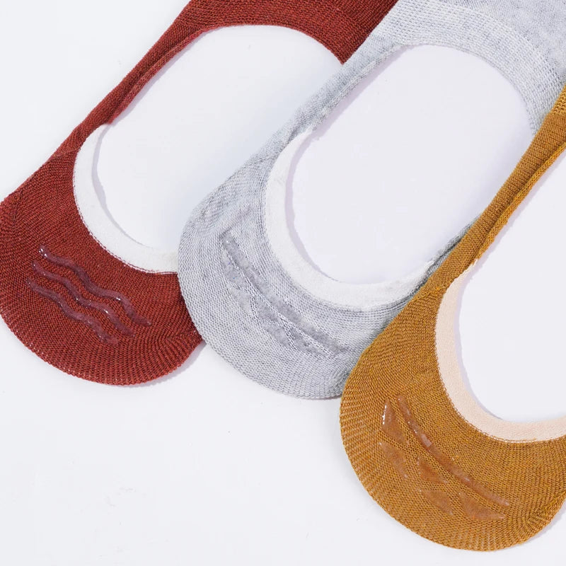 10 Pieces = 5 Pairs Women Invisible Boat Socks Spring Summer Solid Color Fashion Wild Shallow Mouth Felmen Slipper Cotton Sock