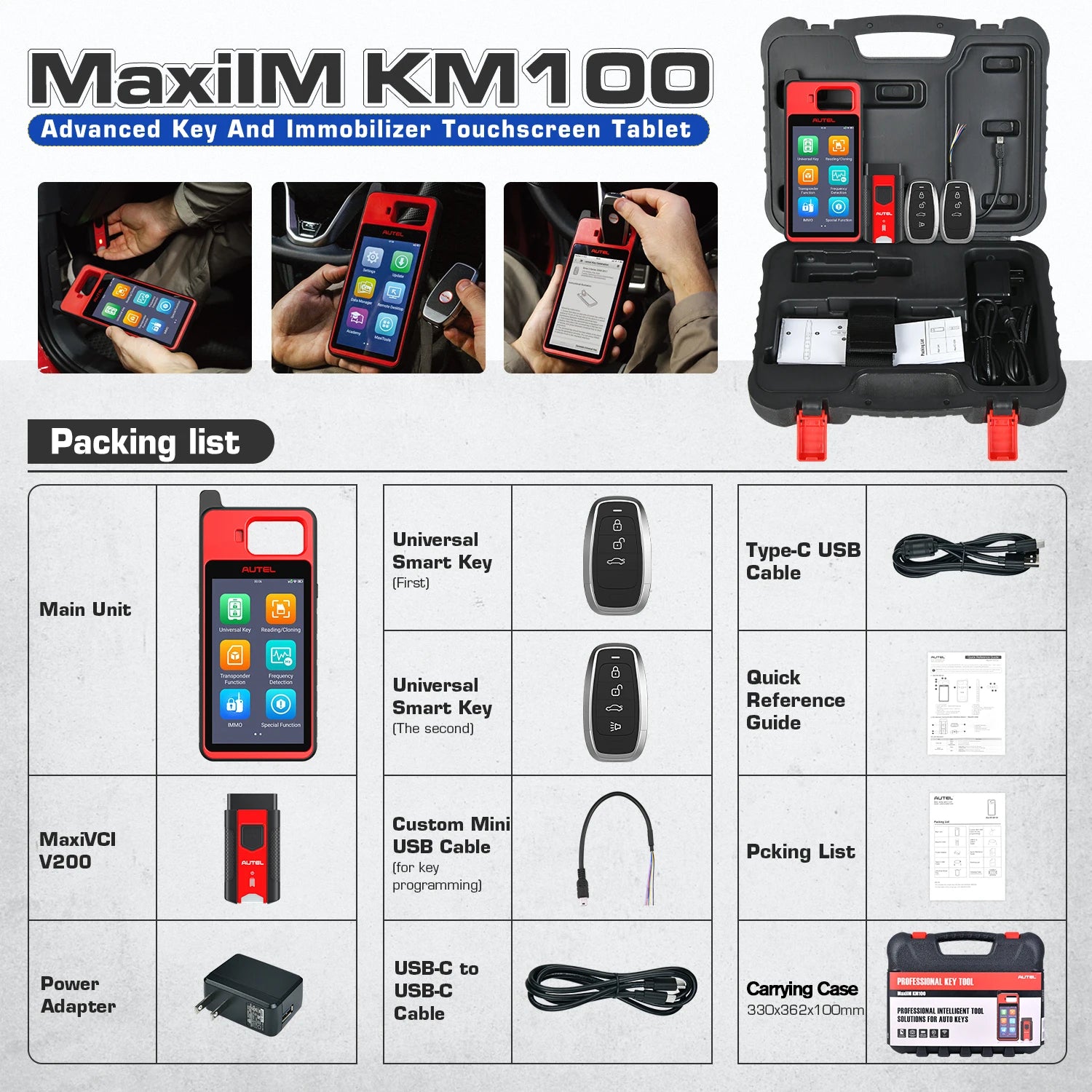 Autel MaxiIM KM100 KM100X Key Fob Programming Tools Auto key Programmer 60s Key Generation OBD IMMO Key Learning Key Free Update