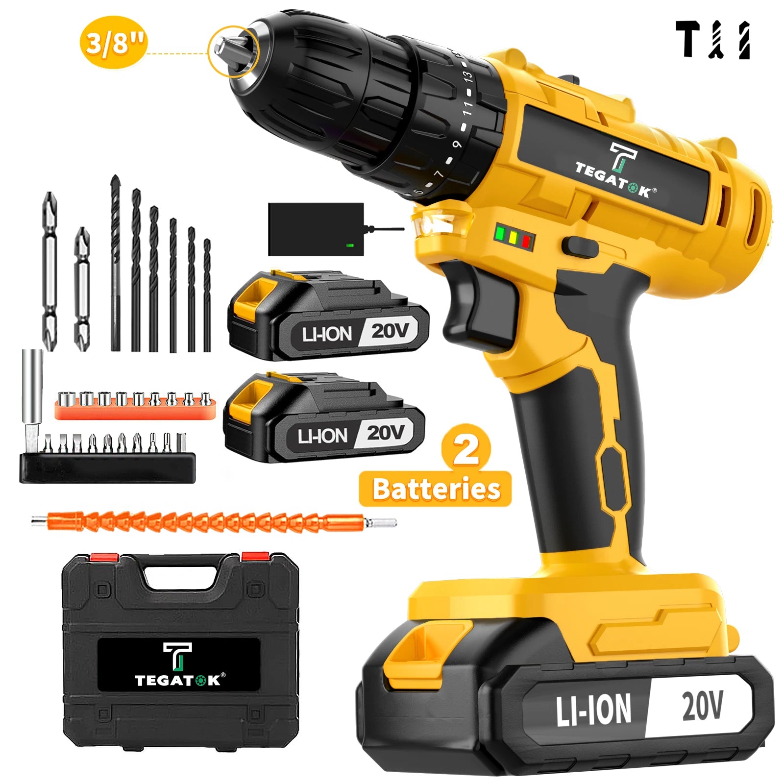 45N.M Electric Screwdriver 20+3 Household DIY Impact Drill LED Two Speed Electric Drilling Tool For Makita 20V Battery