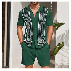 Business Casual Men's Suit High Quality Men's Two-piece Set Summer Male Ice Silk Short-sleeved Two-piece Set Men's Clothing Gym
