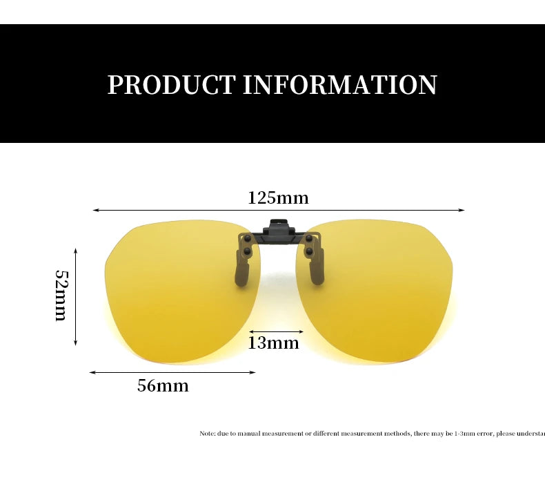 DOHOHDO New Men Women Clip On Sunglasses Polarizing UV400 Protention Vintage Clip Polarized Glasses Night Vision Driving Goggles