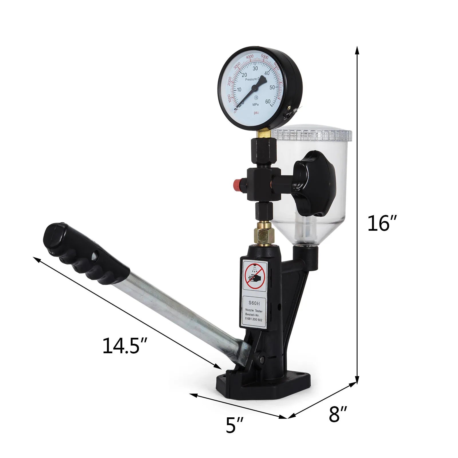 SucceBuy Diesel Fuel Injector Nozzles Tester with Dual Scale Gauge 6000PSI Engine Fuel Tester Repair Tool for Car Tractor Truck