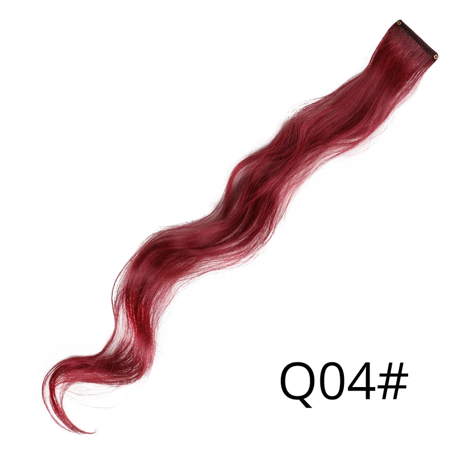 Synthetic Clip In One Pieces Raiinbow Hair Extensions  Straight Synthetic Hair Pieces 18" Long  Ombre Hair Pink Purple Red Blue