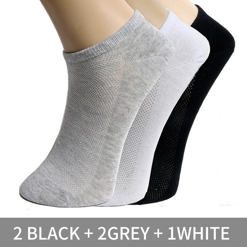 10Pcs/5Pair Unisex Socks Women Men Black White Gray Ankle Socks Female Male Solid Color Socks High Quality Cotton Short Socks