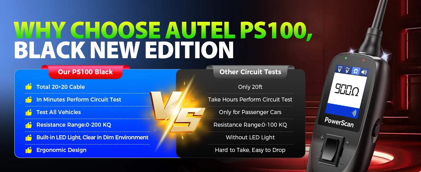 Autel PowerScan PS100 Auto Circuit Tester Diagnostic AVOmeter Test Tool Automotive OBD2 Scanner