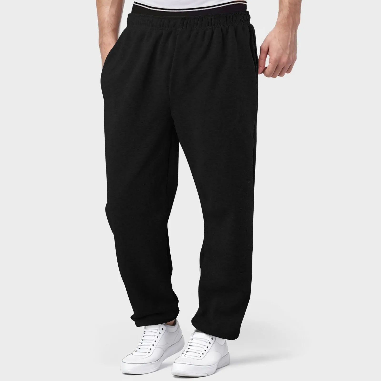 Mens Fleece Lined Sweatpants Wide Straight Leg Pants Bottom Sweatpants Joggers Pants Workout High Waisted Yoga Pants 10 Star
