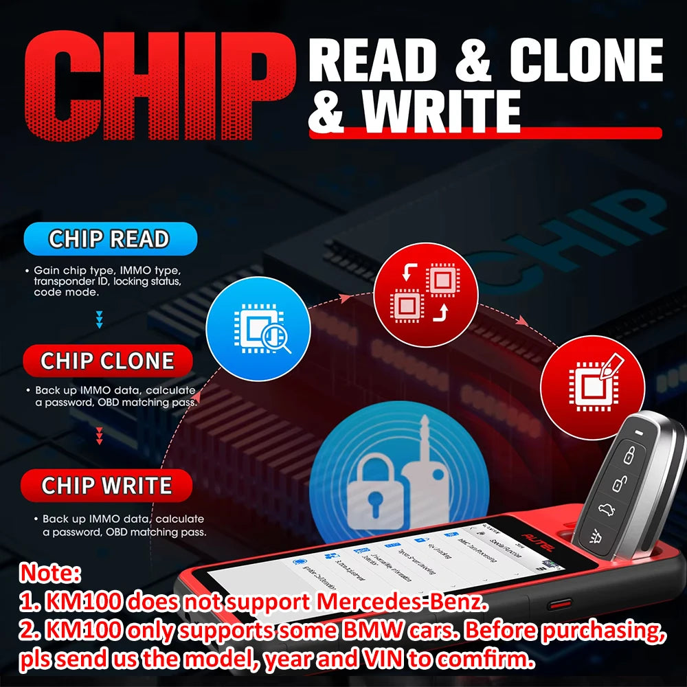 Autel MaxiIM KM100 KM100X Key Fob Programming Tools Auto key Programmer 60s Key Generation OBD IMMO Key Learning Key Free Update