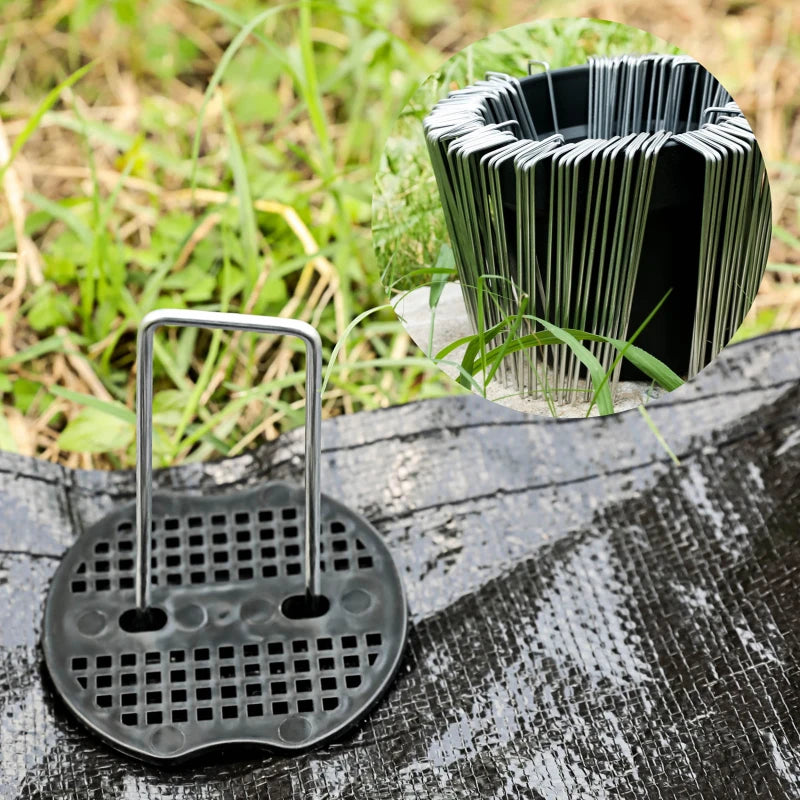 40 piezas/paquete de clavijas de jardín de metal plateado en forma de U, grapas para jardín, clavos para el suelo, clavijas fijas para jardinería, herramientas de fijación, clavijas de película