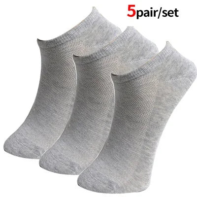 10Pcs/5Pair Unisex Socks Women Men Black White Gray Ankle Socks Female Male Solid Color Socks High Quality Cotton Short Socks