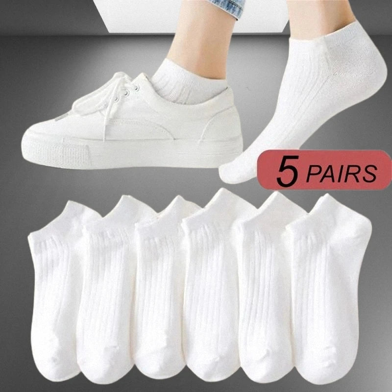 5/10 Pairs High Quality 100% Cotton Men Women Ankle Short Socks Fashion Invisible Sport Sweat-absorbing Girls Low Cut Boat Socks