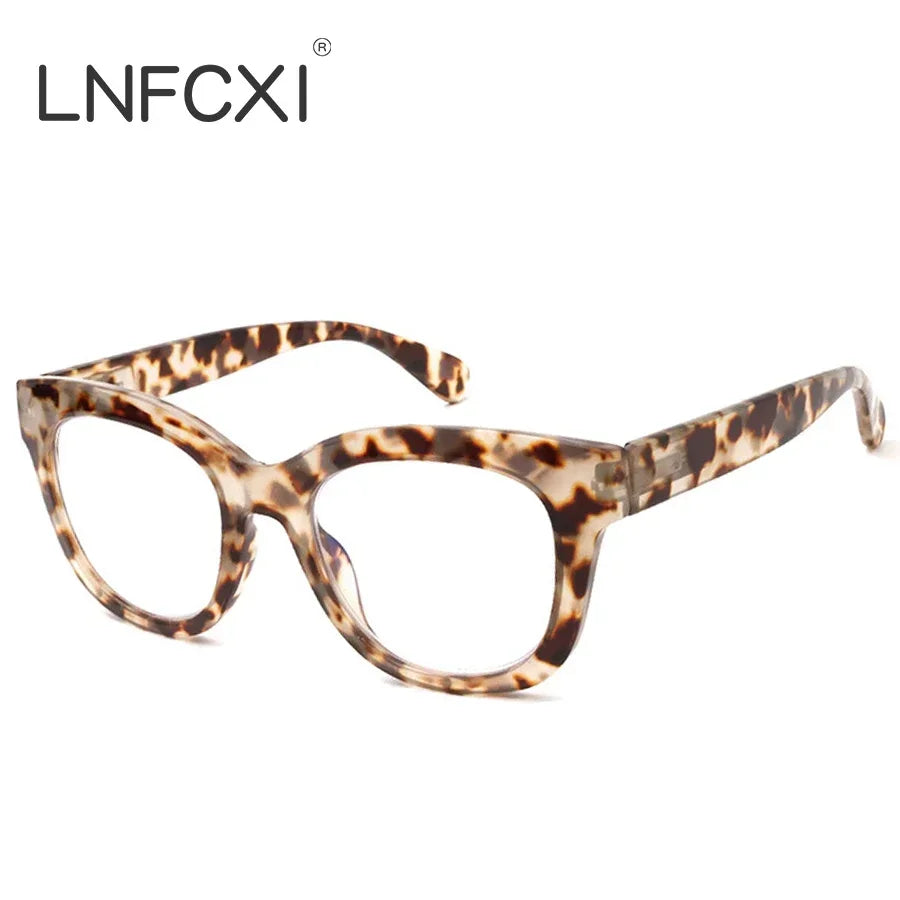 JNPCXI Gafas de moda con forma de ojo de gato y patillas de primavera para mujer, montura transparente, anti-Blu-Ray, gafas retro para hombre, montura óptica, gafas de lectura