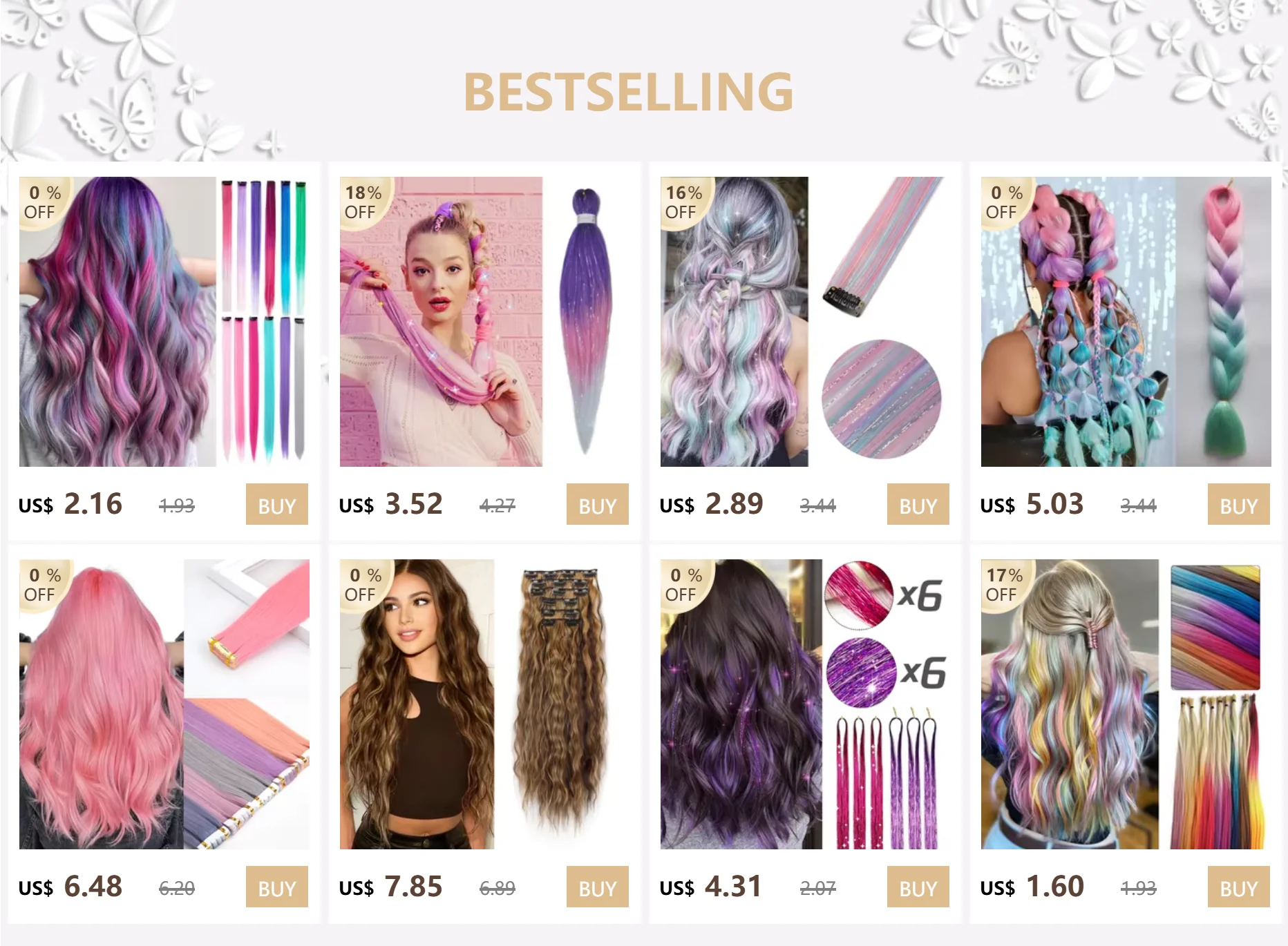 Clip in Hair Extensions Colored Party Highlights 22 inches 6pcs/pack Multi-colors Straight Hair Synthetic Hairpieces Royal Blue