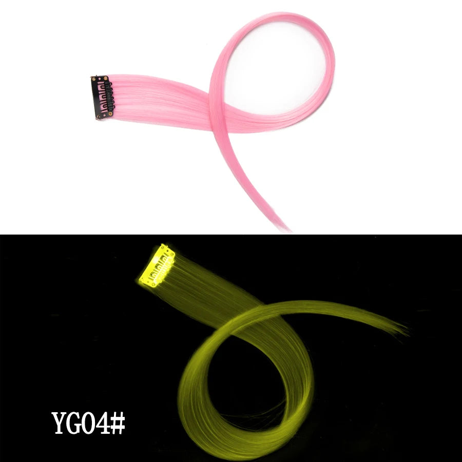 Synthetic Clip In One Pieces Raiinbow Hair Extensions  Straight Synthetic Hair Pieces 18" Long  Ombre Hair Pink Purple Red Blue