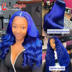 Dark Blue 360 Full Lace Wig Human Hair Pre Plucked Body Wave Lace Front Wigs Hd Transparent Lace Frontal Wig For Women On Sale