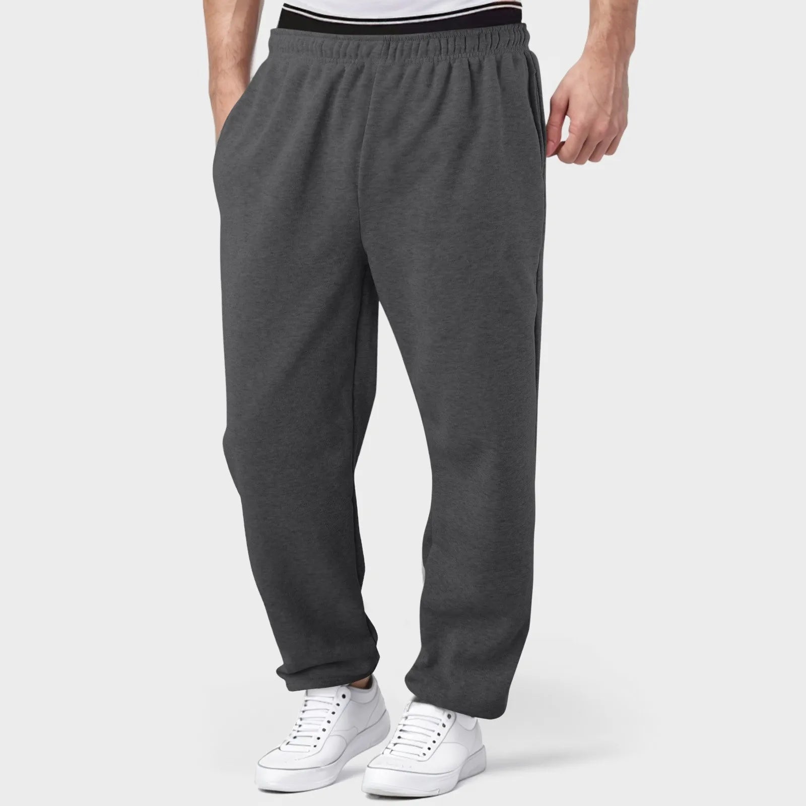 Mens Fleece Lined Sweatpants Wide Straight Leg Pants Bottom Sweatpants Joggers Pants Workout High Waisted Yoga Pants 10 Star