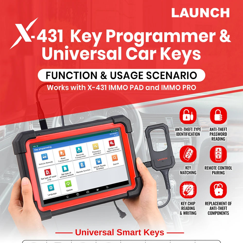Launch X431 Key Programmer Remote Maker with Super Chip 4pcs Universal Remote Smart Key for X-431 IMMO Elite/IMMO Plus/PAD V