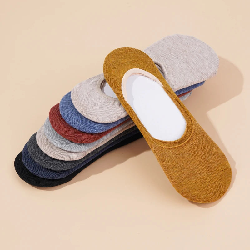 10 Pieces = 5 Pairs Women Invisible Boat Socks Spring Summer Solid Color Fashion Wild Shallow Mouth Felmen Slipper Cotton Sock
