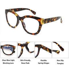 JNPCXI Gafas de moda con forma de ojo de gato y patillas de primavera para mujer, montura transparente, anti-Blu-Ray, gafas retro para hombre, montura óptica, gafas de lectura