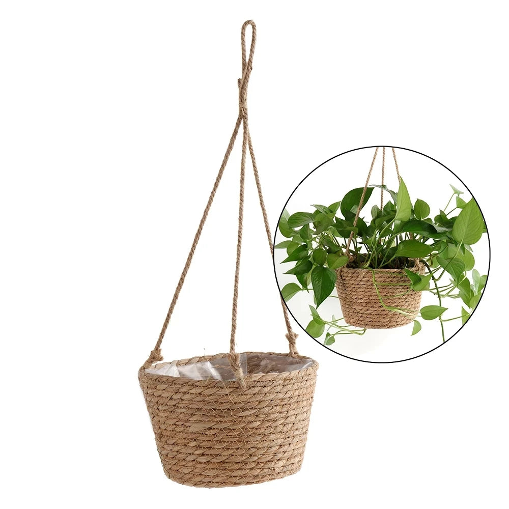 Wohnkultur Garten Anlage Lagerung Korb Hängen Pflanzer Woven Indoor Outdoor Blumentopf Halter Makramee Anlage Kleiderbügel