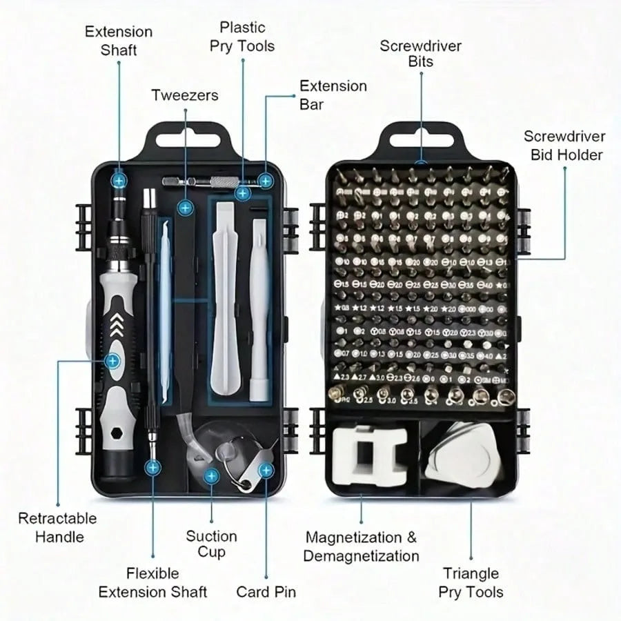 115-In-1 Enhanced Screwdriver Set, Highly Powerful And Durable, Complete Tool Kit, Multi-Functional Disassembly Dedicated, Equip