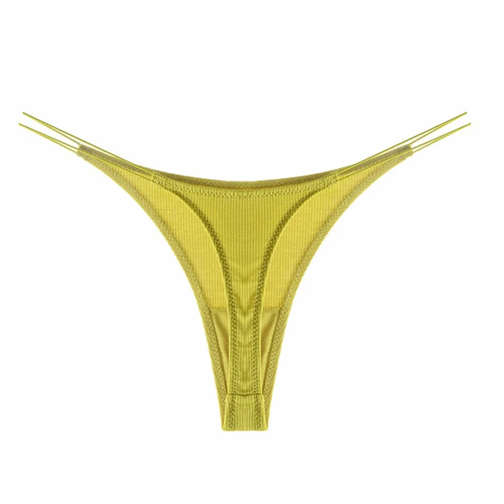 Women Threaded Cotton Sexy Cut G-String Panties Spaghetti Straps Thongs  Comfortable Breathable T-Back Underpants Lingerie